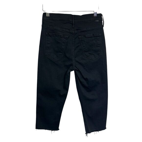 Mother Demin Black High Waisted Rascal Knicker Fray‎ Jeans, 26 - Picture 3 of 13